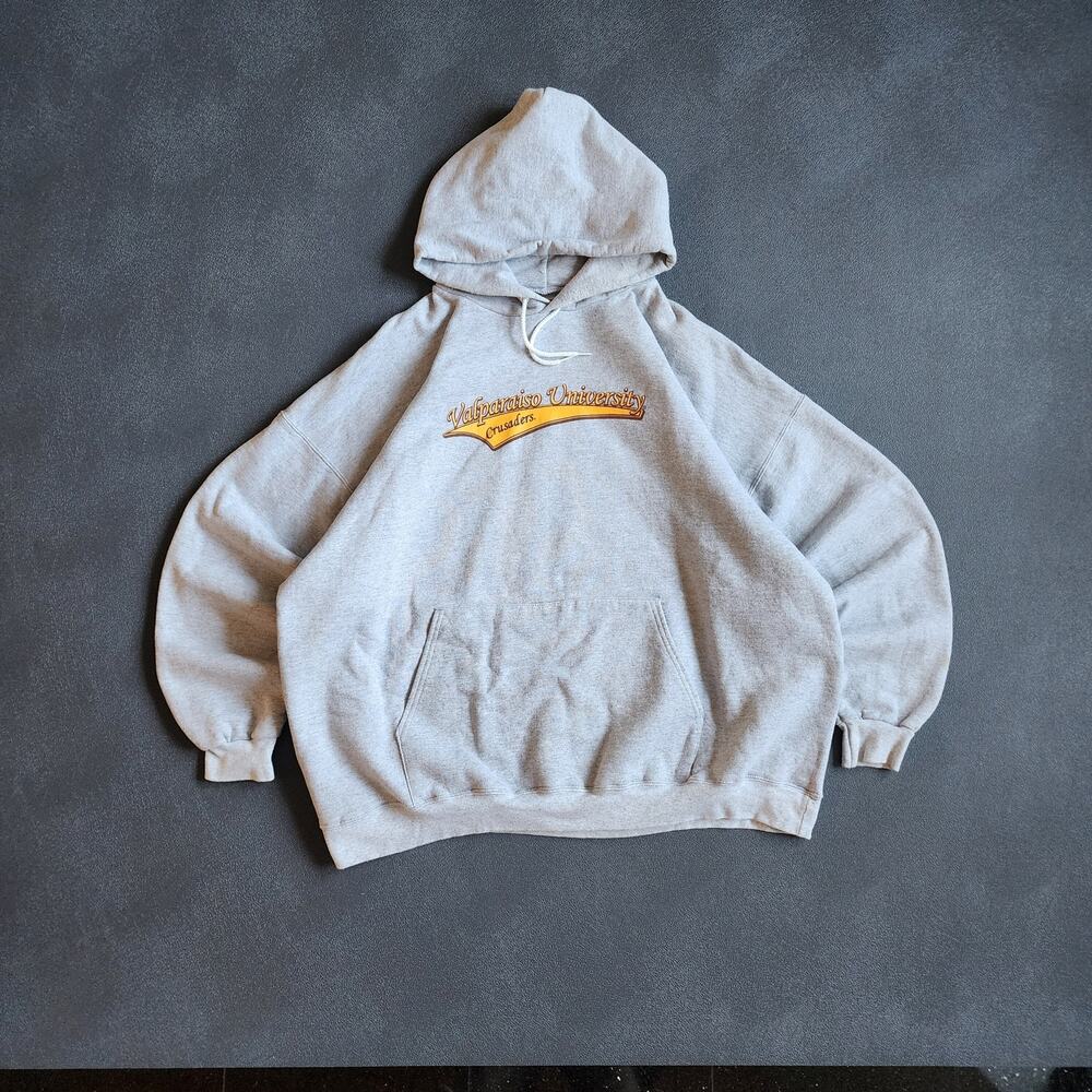 Vintage 90's Valparaiso Crusaders Grey Hanes Pullover Hoodie XXL